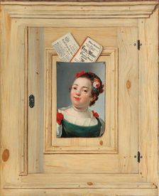 Trompe l'oeil with the portrait of a young woman, 1755. Creator: Juncker, Justus (1703-1767)