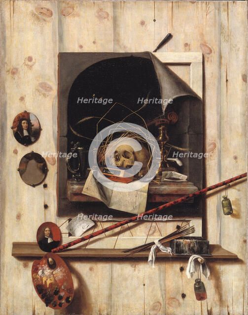 Trompe l´oeil with Vanitas Still Life, 1668. Creator: Cornelis Norbertus Gysbrechts.