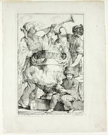 Trompettes, Pages, Esclaves, et Vases que l'on portait pour présent à Mahomet, from Carava..., 1748. Creator: Joseph-Marie Vien the Elder
