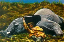 Trophy-hunter with dead elephant, c1928. Creator: Unknown