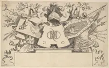 Trophy with Monogram Containing the Letters of LEONARDOS, 1651. Creator: Claude Mellan