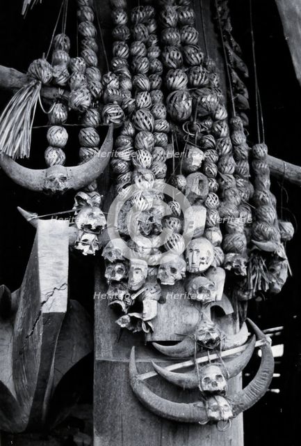 Trophies of a headhunter's house of the Chang Naga tribe, India,..., c1930s. Creator: Unknown.