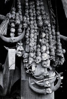 Trophies of a headhunter's house of the Chang Naga tribe, India,..., c1930s. Creator: Unknown