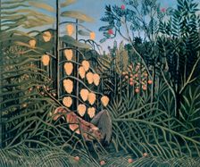 Tropical Forest: Battling Tiger and Buffalo 1908. Artist: Henri Rousseau