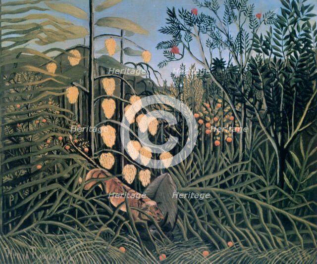 'Tropical Forest: Battling Tiger and Buffalo', 1908.  Artist: Henri Rousseau