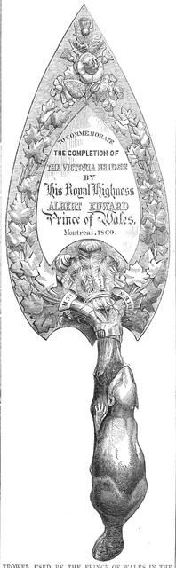 Trowel used by the Prince of Wales in the completion of Victoria Bridge, 1860. Creator: Unknown.