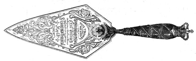 Trowel used by the Queen in laying the first stone of the new St. Thomas's Hospital, 1868. Creator: Unknown.