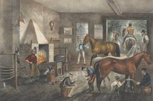 Trotting Cracks at the Forge, 1869., 1869. Creators: Nathaniel Currier, James Merritt Ives, Currier and Ives