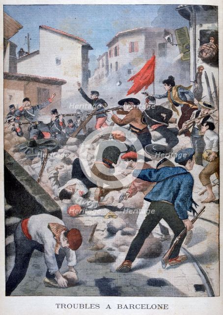 Trouble in Barcelona, 1902. Artist: Unknown