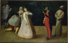 Troupe de comédiens italiens (les Gelosi ?), c1580. Creator: Ecole Francaise