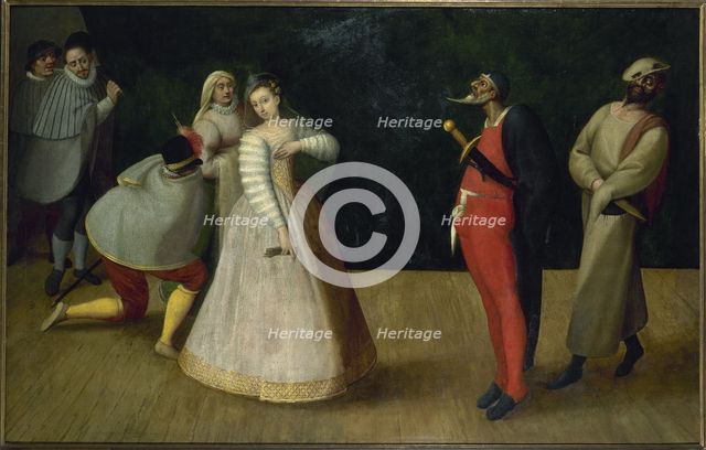 Troupe de comédiens italiens (les Gelosi ?), c1580. Creator: Ecole Francaise.