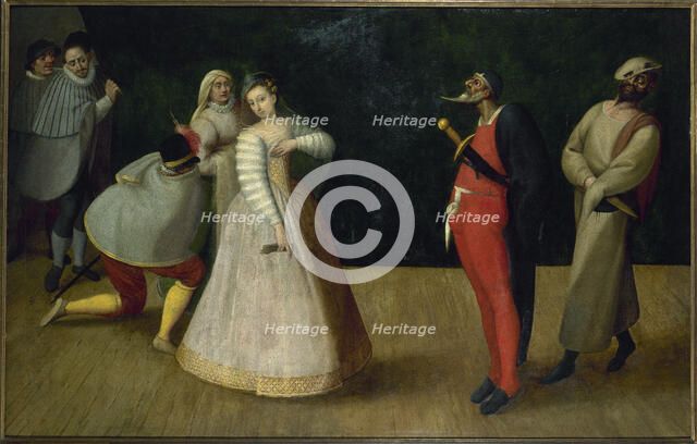 Troupe de comédiens italiens (les Gelosi ?), c1580. Creator: Ecole Francaise.