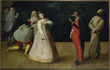 Troupe de comédiens italiens (les Gelosi ?), c1580. Creator: Ecole Francaise