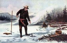 Trout Fishing on Chateaugay Lake, American Winter Sports 1856.Artist: Arthur Fitzwilliam Tait