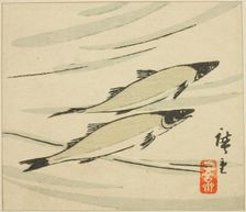 Trout, section of a harimaze sheet, 1858. Creator: Ando Hiroshige