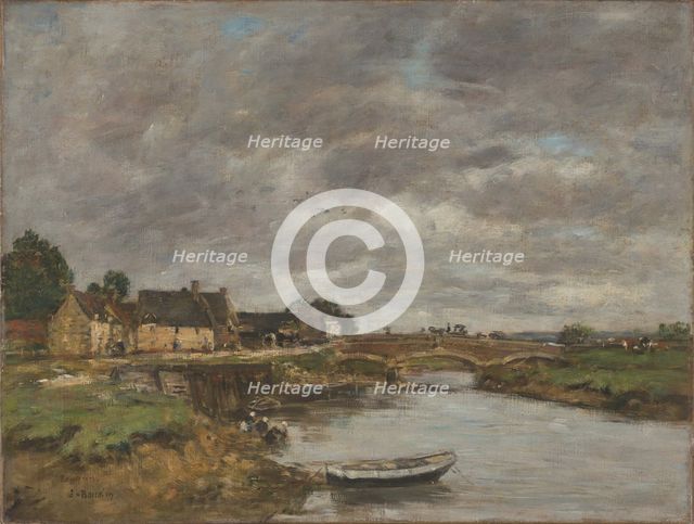 Trouville. An old bridge upon the Touques, c1890. Creator: Boudin, Eugène-Louis (1824-1898).