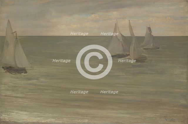 Trouville (Grey and Green, the Silver Sea), 1865. Creator: James Abbott McNeill Whistler.