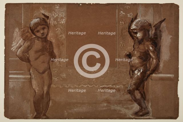 Troy Triptych - Study of Two Putti, 1870-72. Creator: Sir Edward Coley Burne-Jones.
