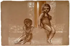 Troy Triptych - Study of Two Putti, 1870-1872. Creator: Sir Edward Coley Burne-Jones