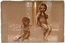 Troy Triptych - Study of Two Putti, 1870-1872. Creator: Sir Edward Coley Burne-Jones