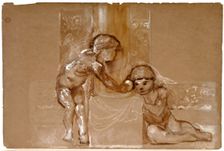 Troy Triptych - Study of Two Putti, 1870-1872. Creator: Sir Edward Coley Burne-Jones
