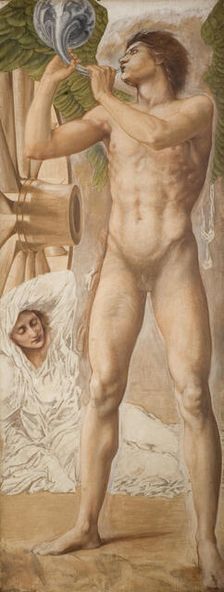 Troy Triptych - Study of Fame overthrowing Fortune, 1875. Creator: Sir Edward Coley Burne-Jones