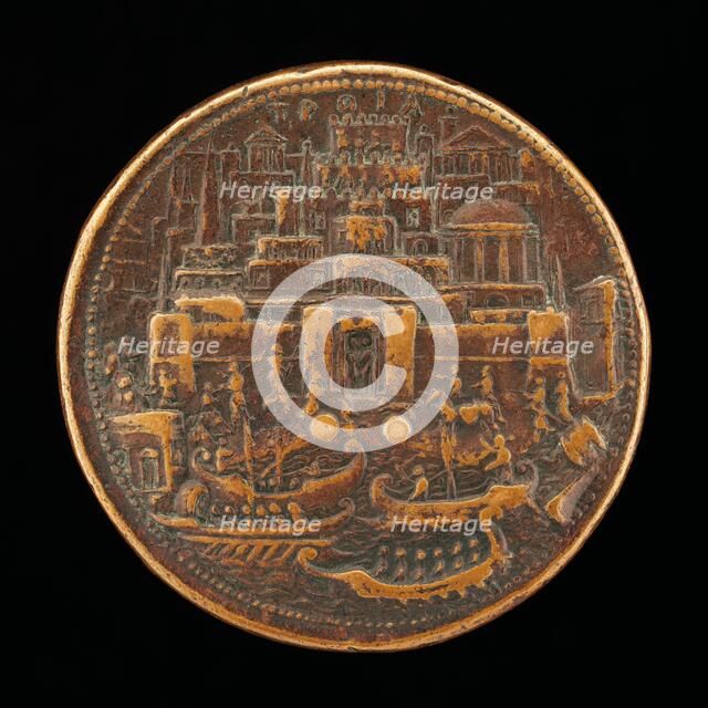 Troy with Galleys in Harbor [reverse]. Creator: Alessandro Cesati.