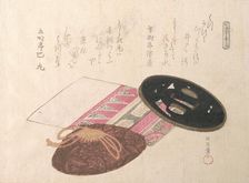 Tsuba (Sword Guard) and Bags, 19th century. Creator: Kubo Shunman