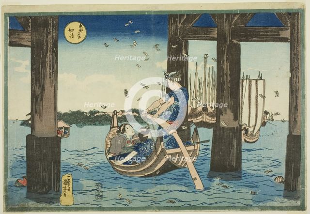 Tsukuda Island (Tsukudajima), from the series "Famous Places in the Eastern Capital..., c. 1832/33. Creator: Utagawa Kuniyoshi.