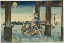 Tsukuda Island (Tsukudajima), from the series "Famous Places in the Eastern Capital..., c. 1832/33. Creator: Utagawa Kuniyoshi