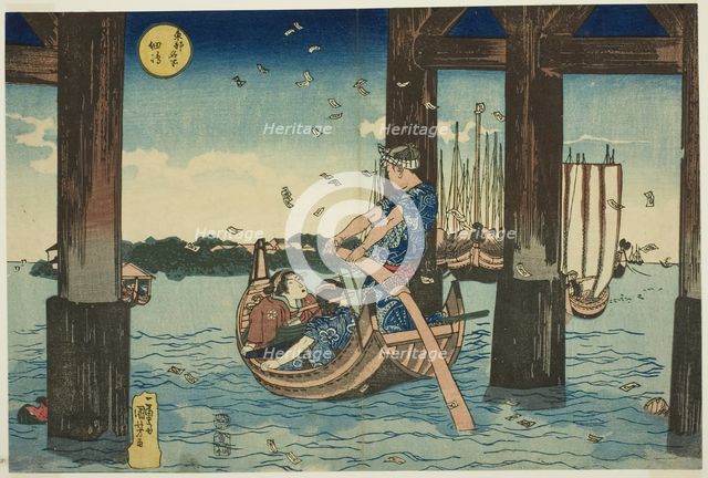 Tsukuda Island (Tsukudajima), from the series "Famous Places in the Eastern Capital..., c. 1832/33. Creator: Utagawa Kuniyoshi.