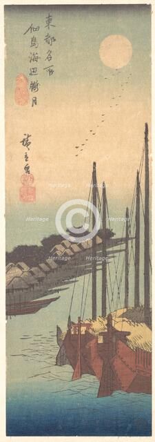 Tsukudajima Kaihin Rogetsu, ca. 1836., ca. 1836. Creator: Ando Hiroshige.