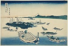 Tsukudajima in Musashi Province (Buyo Tsukudajima), from the series "Thirty-six Views..., c.1830/33. Creator: Hokusai