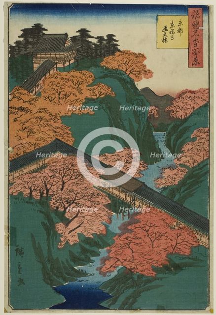 Tsuten-kyo Bridge, Tofuku Temple, Kyoto (Kyoto Tofukuji Tsutenkyo bashi) from the series "..., 1859. Creator: Utagawa Hiroshige II.