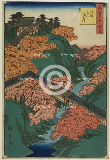 Tsuten-kyo Bridge, Tofuku Temple, Kyoto (Kyoto Tofukuji Tsutenkyo bashi) from the series "..., 1859. Creator: Utagawa Hiroshige II.