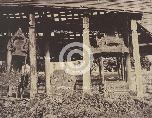 Tsagain Myo: Litters under a shed., August 29-30, 1855. Creator: Captain Linnaeus Tripe.