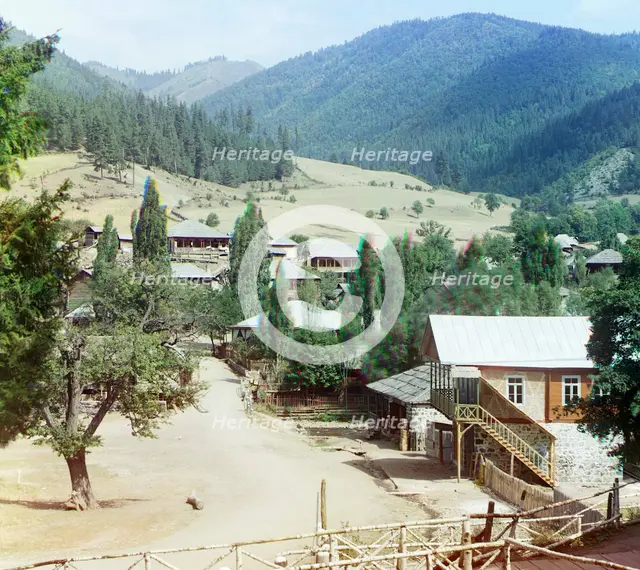 Tsagvery; First Mineral Gorge in the background, between 1905 and 1915. Creator: Sergey Mikhaylovich Prokudin-Gorsky.