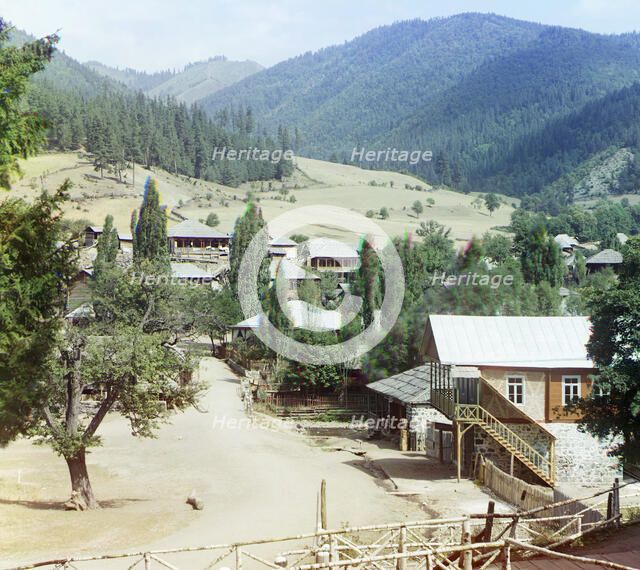 Tsagvery; First Mineral Gorge in the background, between 1905 and 1915. Creator: Sergey Mikhaylovich Prokudin-Gorsky.