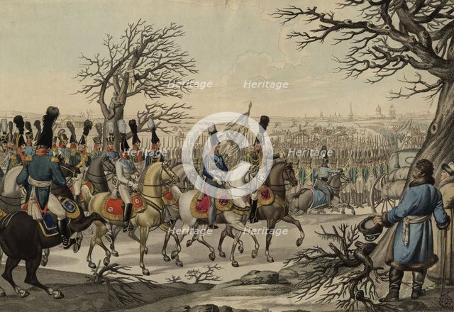 Tsar Alexander I and King Frederick William III before the troops, ca 1813. Artist: Anonymous  