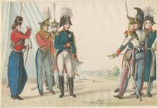 Tsar Alexander I and Russian officers, 1815. Artist: Finert (Finart), Noël Dieudonné (1797-1852)