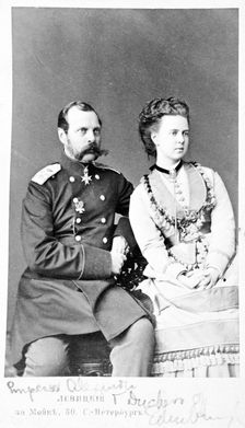 Tsar Alexander II and his daughter Marie (later Duchess of Edinburgh), c1870. Creator: Unknown
