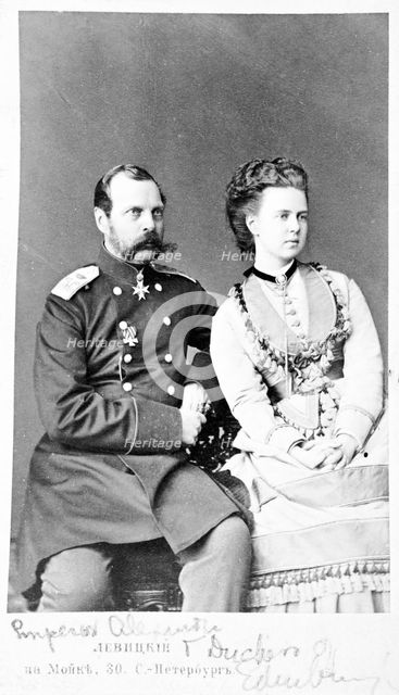 Tsar Alexander II and his daughter Marie (later Duchess of Edinburgh), c1870. Creator: Unknown.