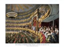 Tsar Alexander II at the Bolshoi Theatre, Moscow, Russia, September 1856 (1900)
