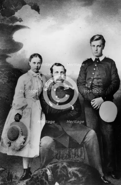 Tsar Alexander II of Russia with his daughter Maria and son Alexei, 1863. Artist: Ivan Fyodorovich Alexandrovsky