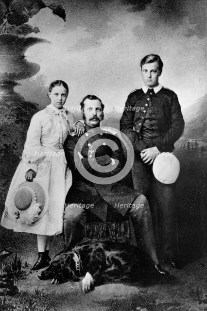 Tsar Alexander II of Russia with his daughter Maria and son Alexei, 1863. Artist: Ivan Fyodorovich Alexandrovsky