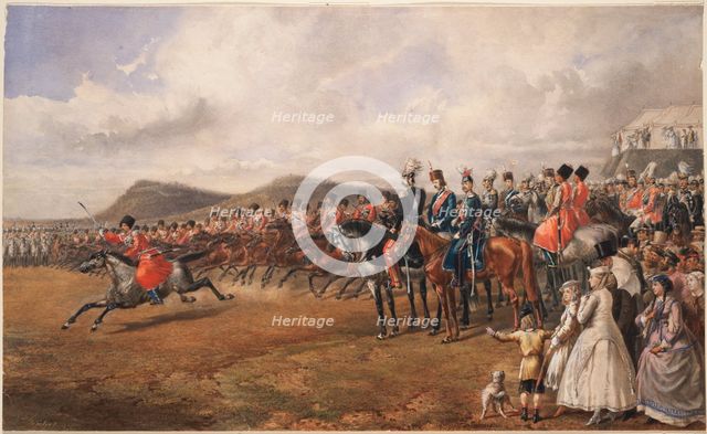 Tsar Alexander II reviewing troops, 1867. Artist: Anonymous  