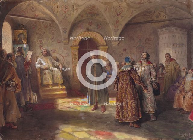 Tsar and boyars, 1907. Creator: Lebedev, Klavdi Vasilyevich (1852-1916).