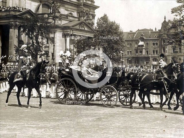 Tsar Nicholas II, Wilhelm II and Duke Of Cumberland in Berlin on May 24, 1913., 1913.