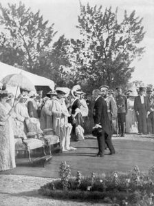 Tsar Nicholas II with visiting French President Poincare, Krasnoye Selo, Russia, 22 July 1914. Creator: Unknown