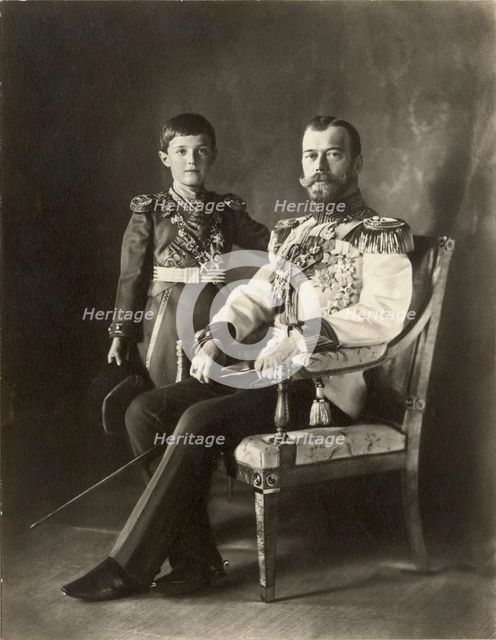 Tsar Nicholas II and Tsarevich Alexei, c. 1910.